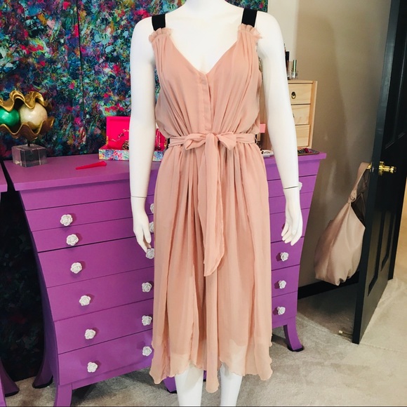 Vera Wang Dresses & Skirts - Vera Wang Ballet Pink Peach Chiffon Button Dress